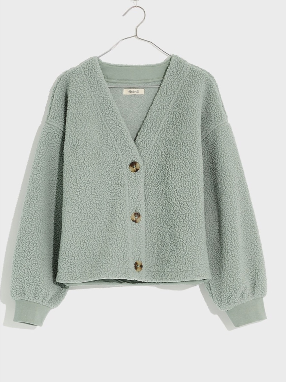 Madewell FROSTED WILLOW LONG SLEEVE FLEECE CROP CARDIGAN Size Small